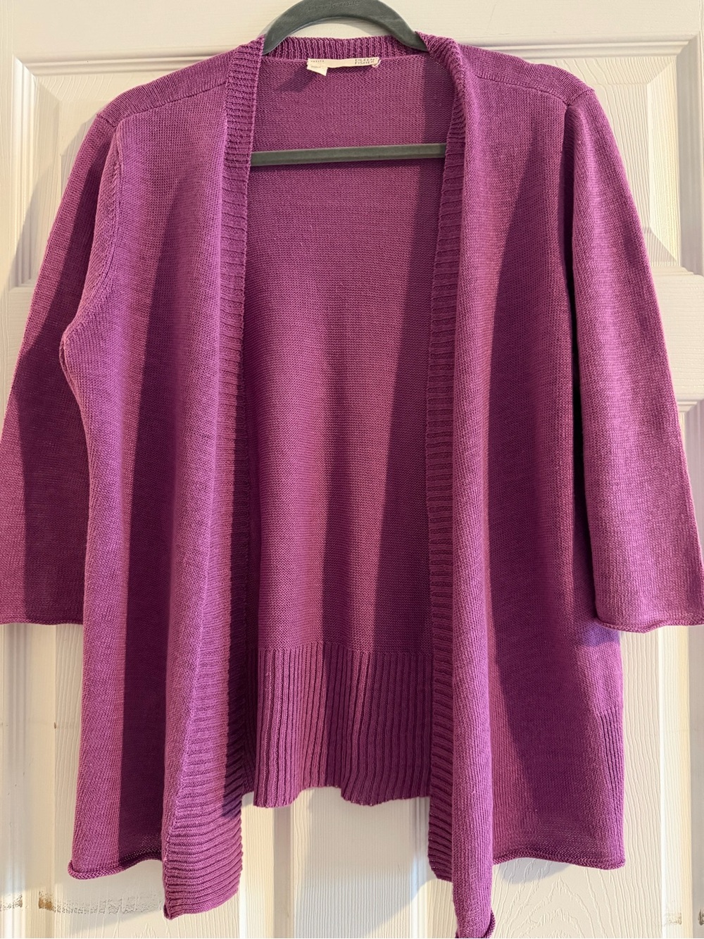 Eileen Fisher Open-Front Violet Knit Cardigan